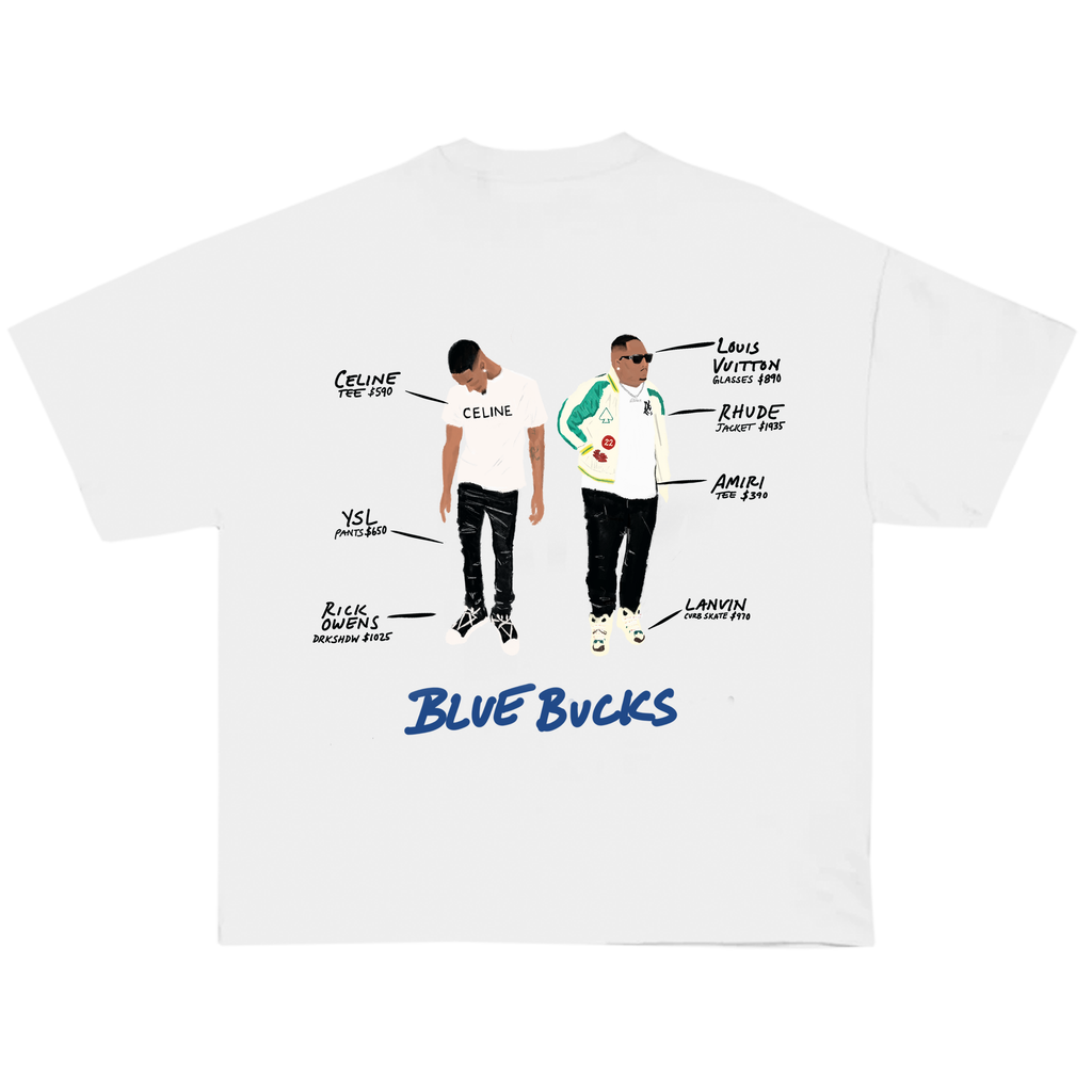 Blue Bucks "Blue Strip" Tee (White)