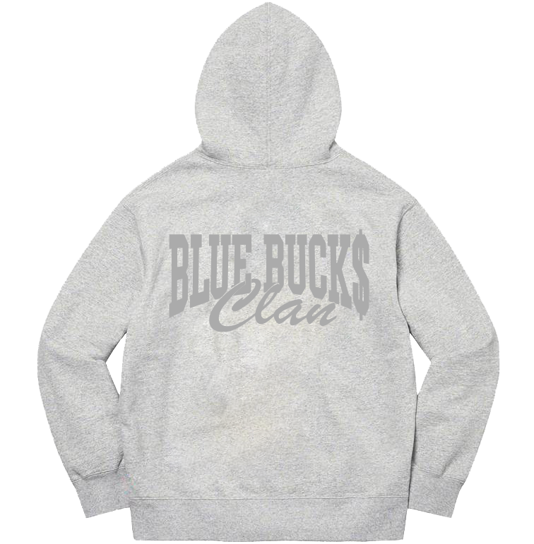 Blue Bucks Essentials Rubber Logo Zip-Up Hoodie (Grey)