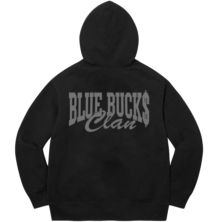 Blue Bucks Essentials Rubber Logo Zip-Up Hoodie (Black)